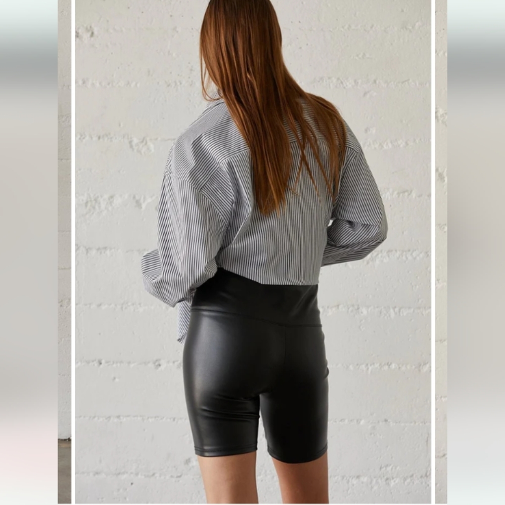 CRESCENT Clyde Vegan Leather Biker Shorts - Picture 2 of 6